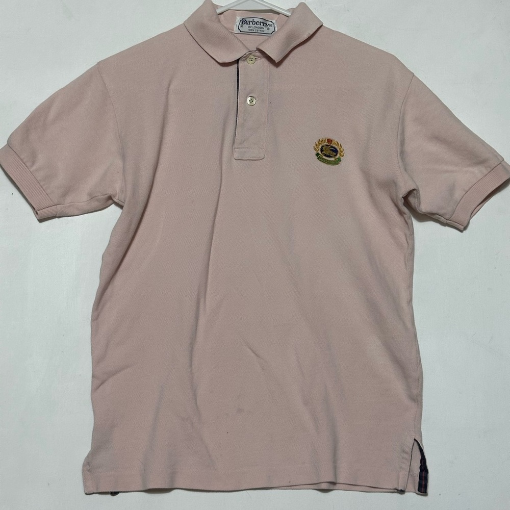 Vintage Burberry Pink Polo Shirt with Embroidered Logo